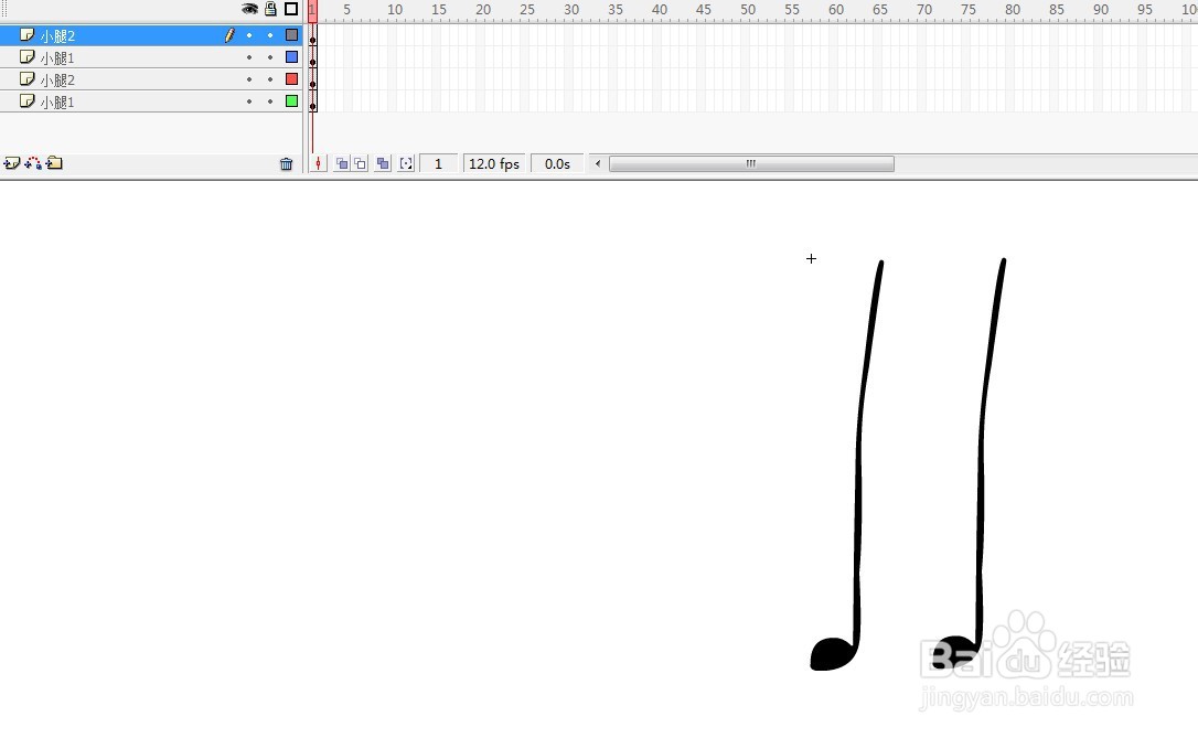 flash制作两条腿一个走路的动作