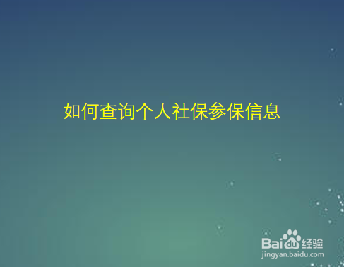 如何查询个人社保参保信息