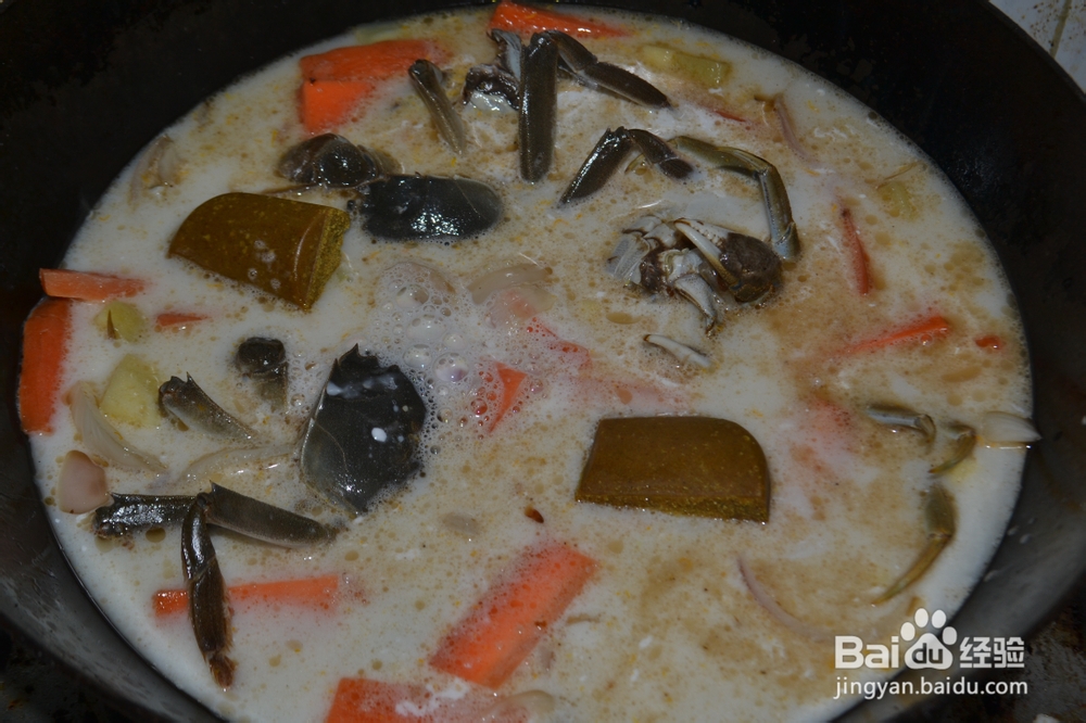 味美鲜香的椰浆咖喱河蟹大闸蟹