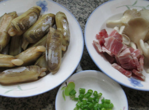 咸肉秀珍菇蛏子汤