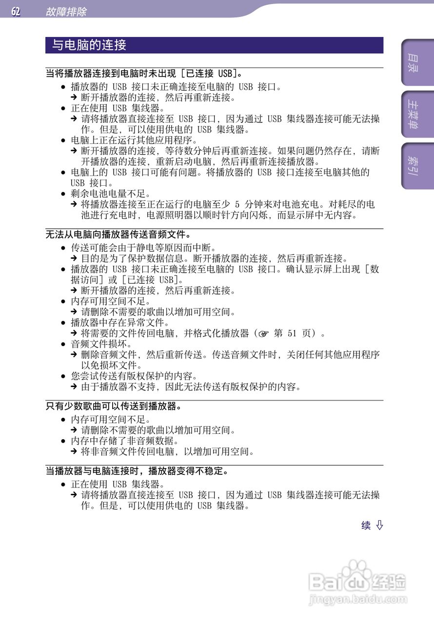 SONY索尼NWZ-B153数码影音使用说明书:[7]