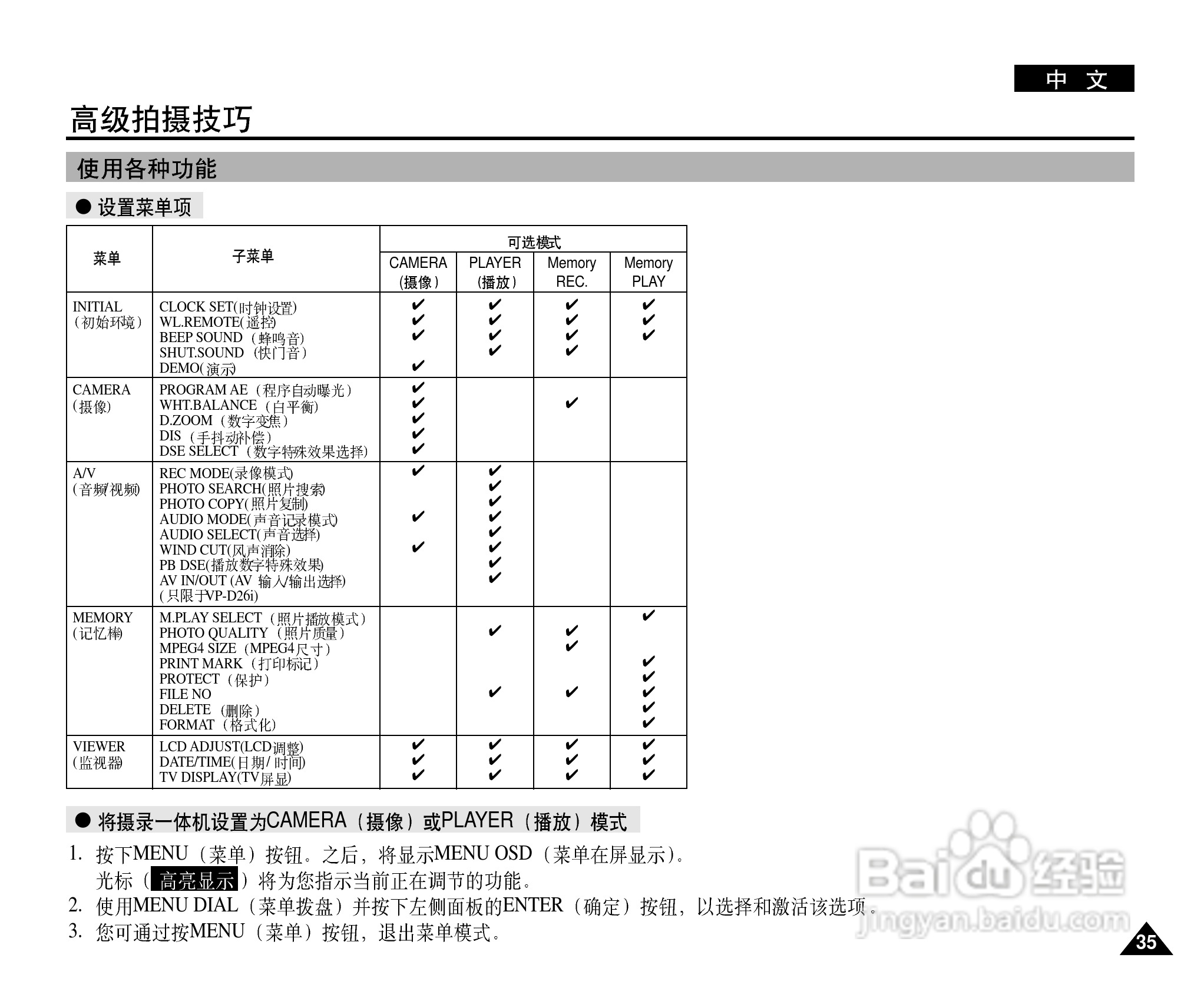 三星VP-D26i数字摄录一体机用户说明书:[4]