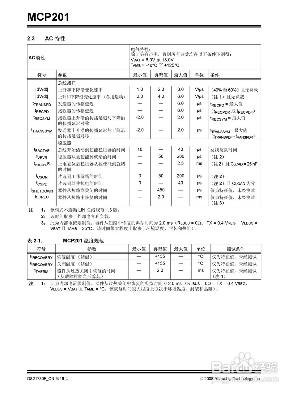MICROCHIP MCP201带稳压器的LIN收发器说明书:[2]