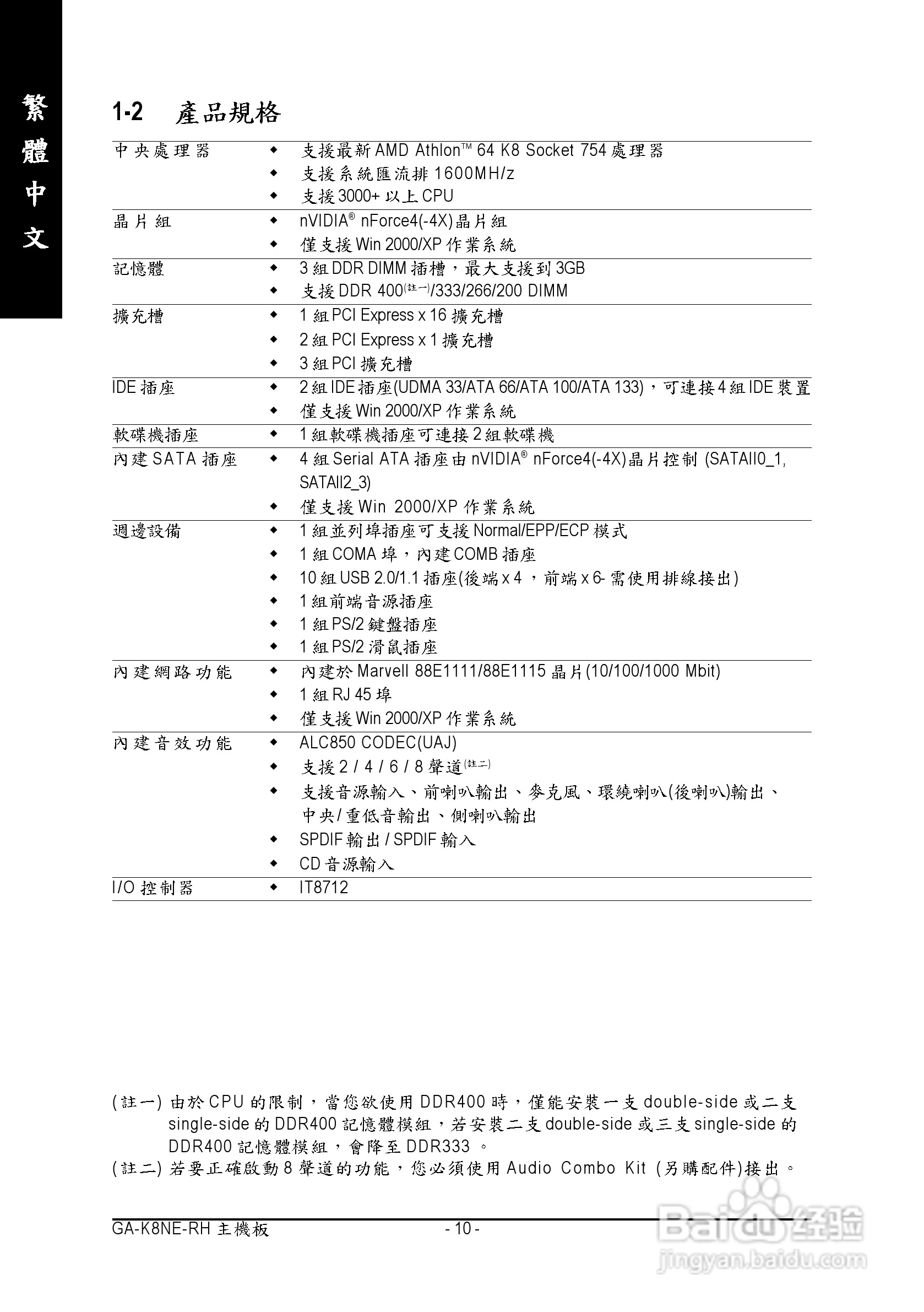 技嘉GA-K8NE-RH型主板说明书:[1]