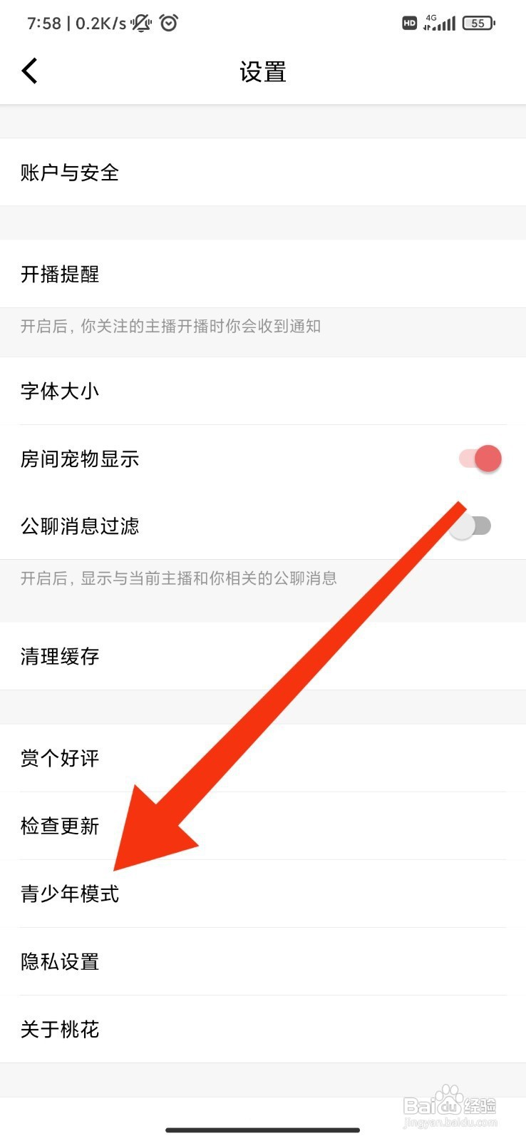 桃花直播如何开启青少年模式？