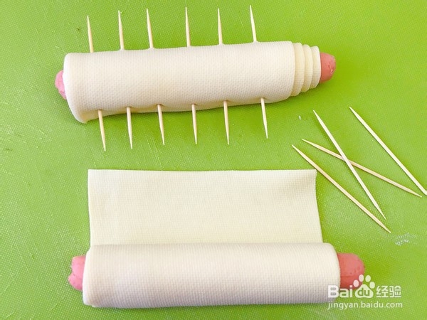 豆皮火腿棒棒糖的做法步骤