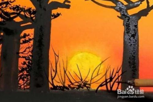 怎么用水彩画一幅黄昏图 百度经验