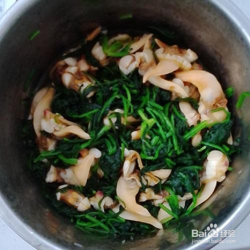 菠菜凉拌毛蚬子