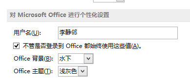 office2013Excel如何默认文档的用户名