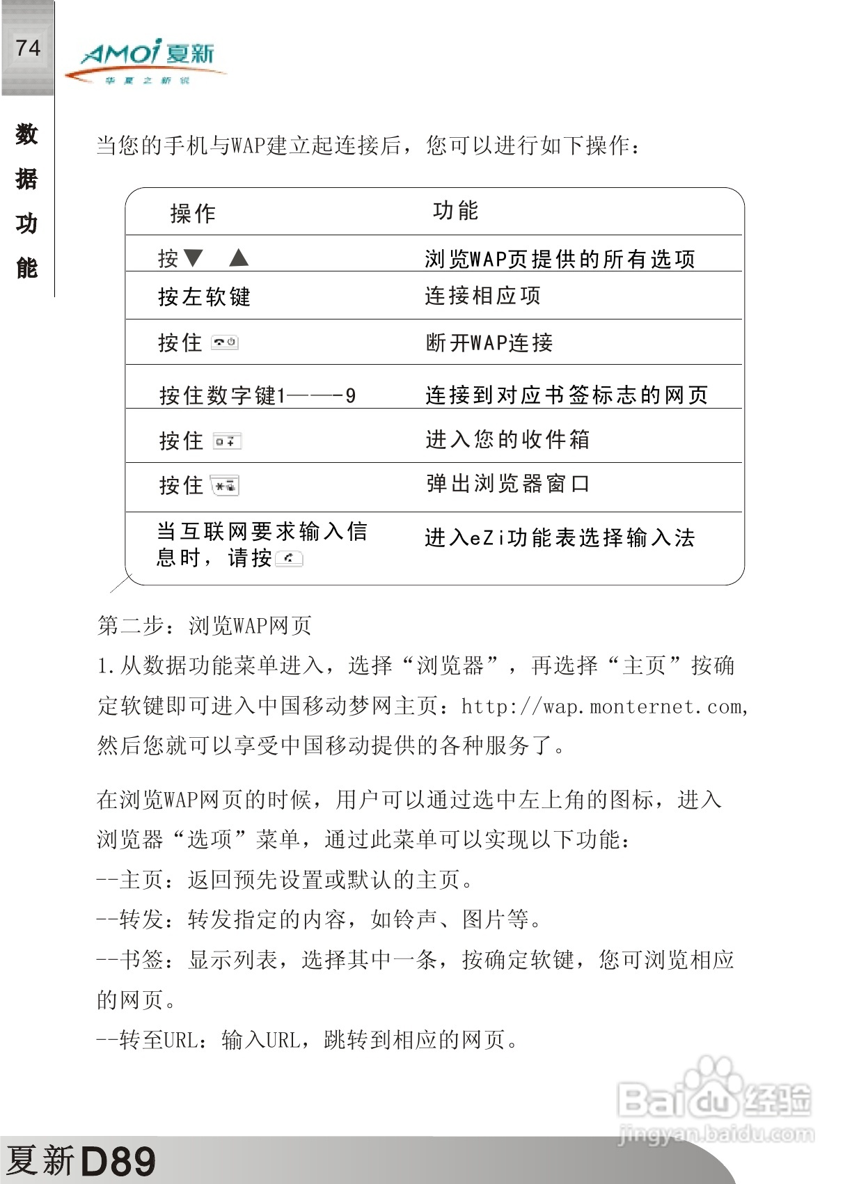 夏新D89手机使用说明书:[8]