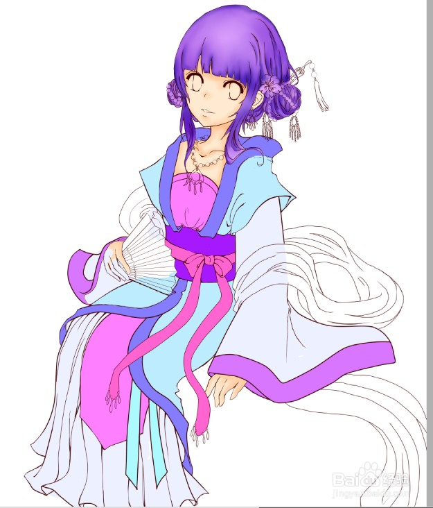 SAI绘画古装全过程 超详细