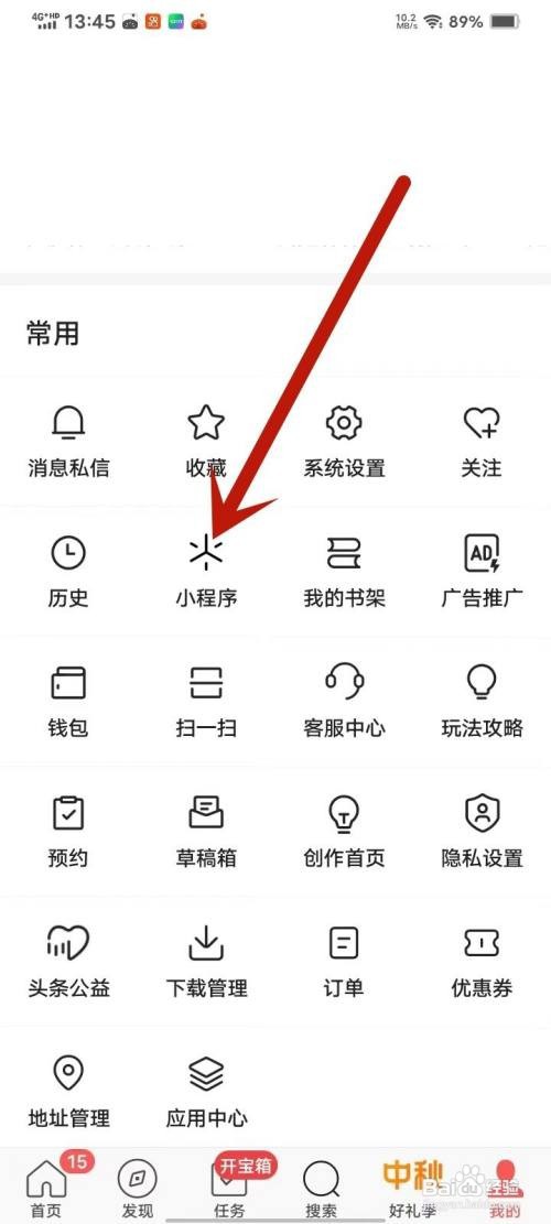 如何使用头条搜索极速版APP查看我的小程序？