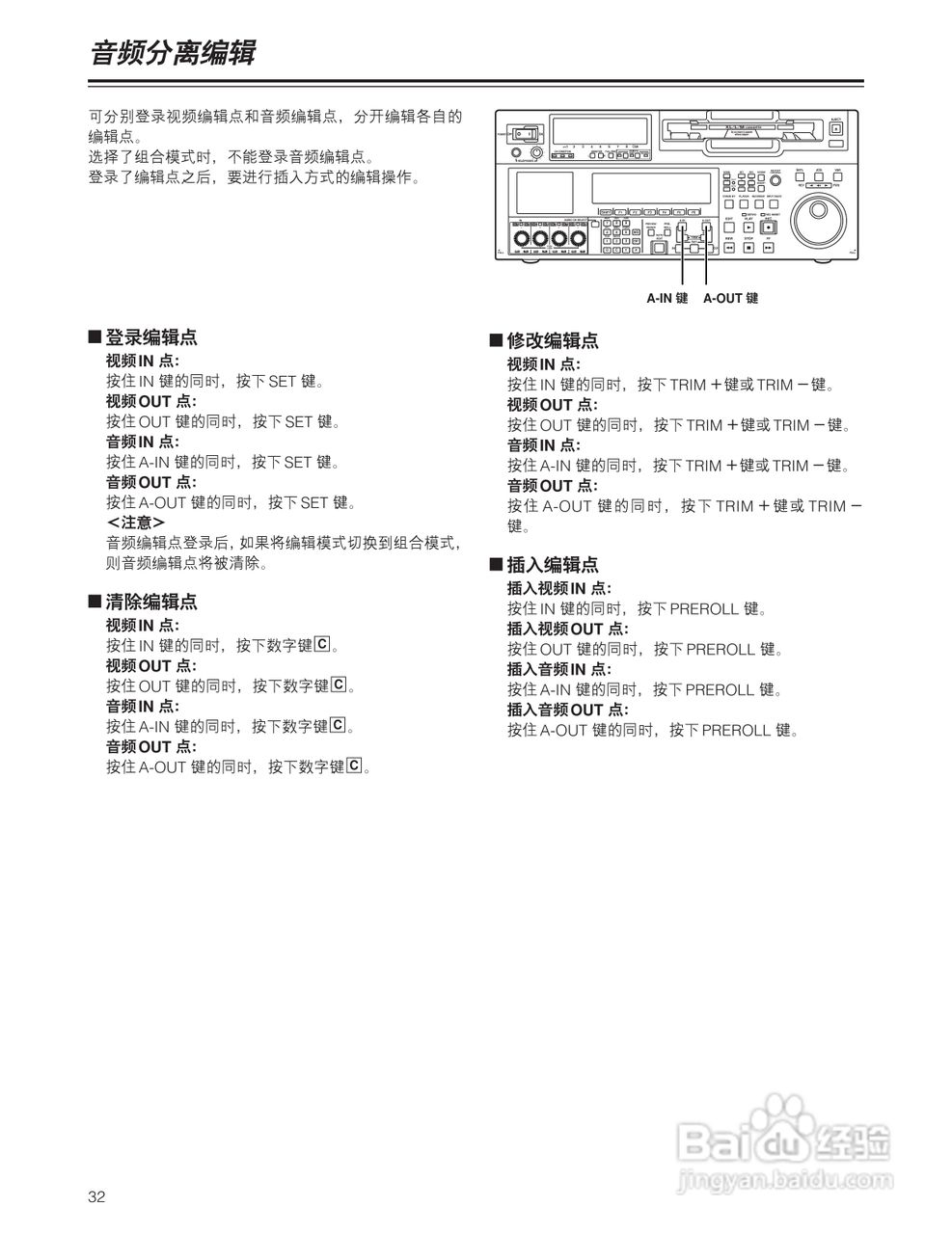 松下 HD1700广播级数字录像机操作手册:[4]