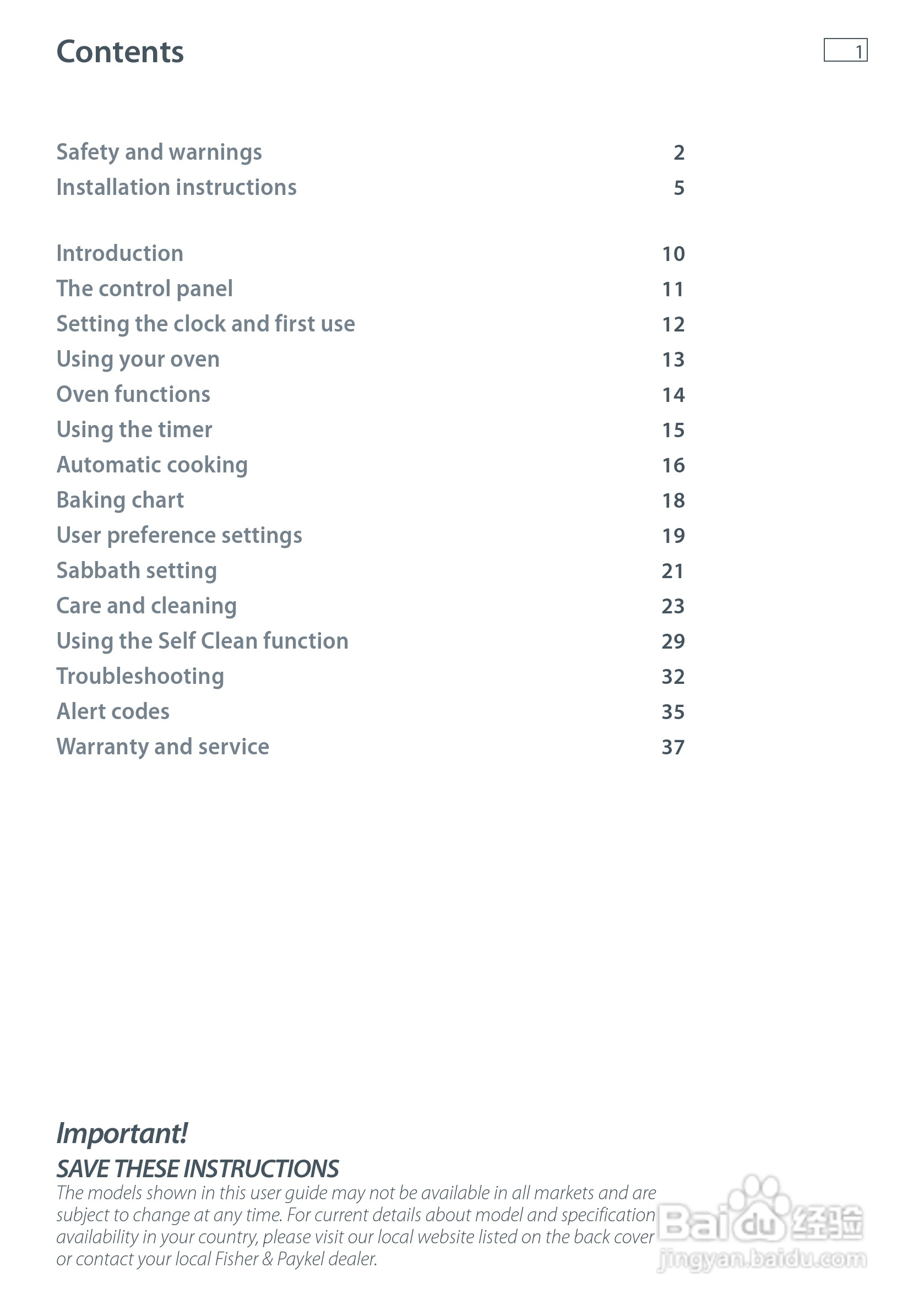 斐雪派克OB60S9DECPX1嵌入式烤箱说明书:[1]
