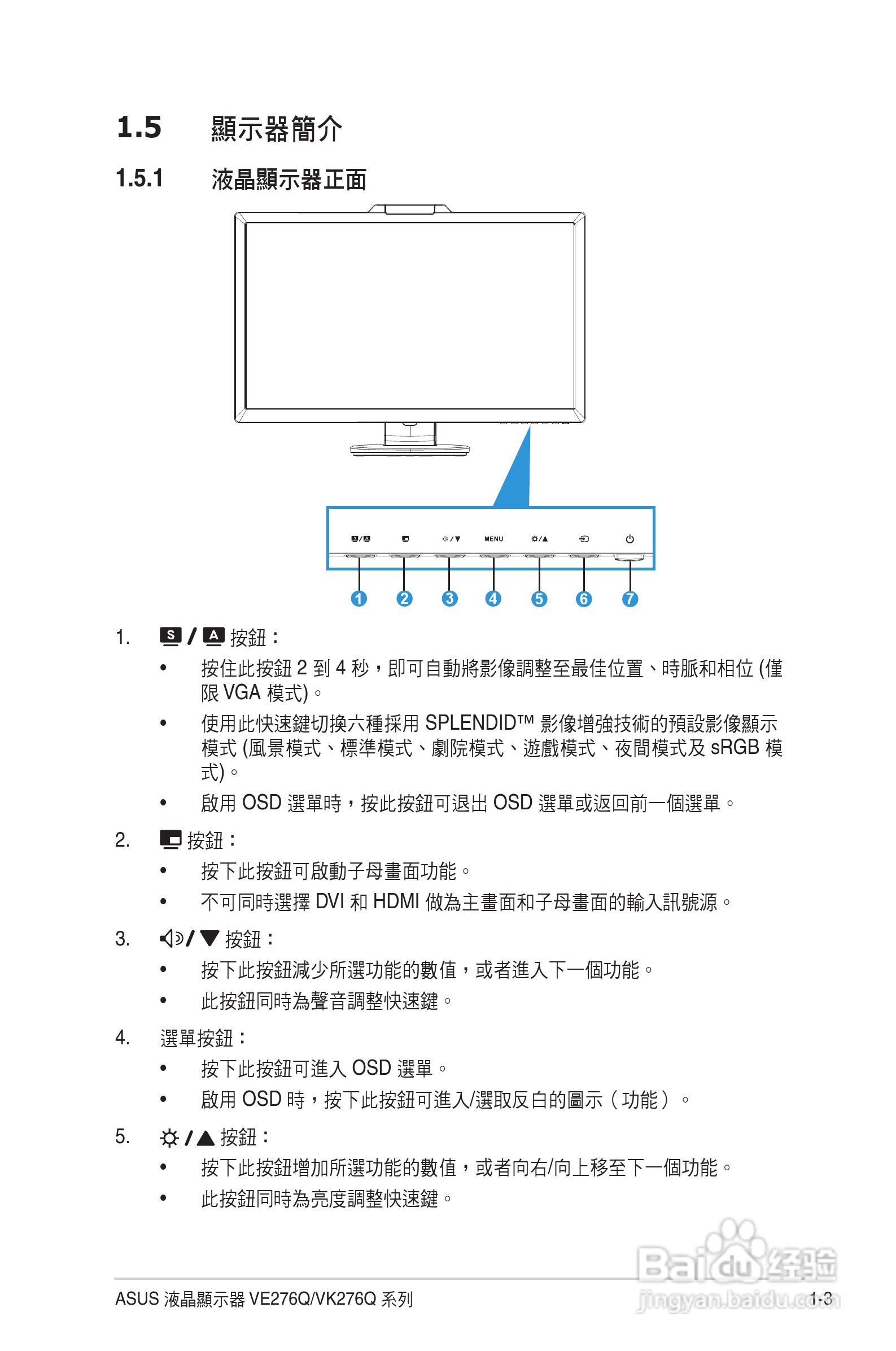 华硕VK276Q液晶显示器使用说明书:[1]