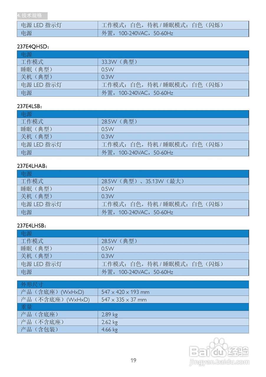 飞利浦237E4QHSD/93液晶显示器使用说明书:[3]