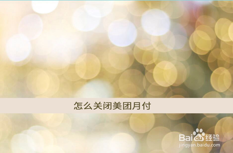 怎么关闭美团月付