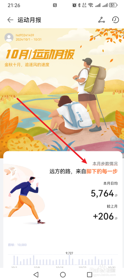 华为运动健康怎么查看运动月报?