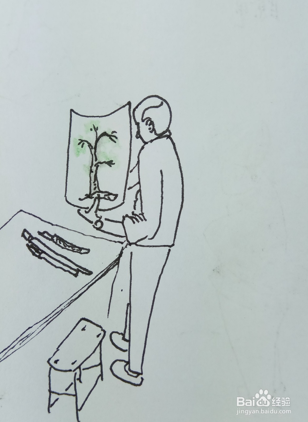 怎样画简笔画“他画出了一棵大树”