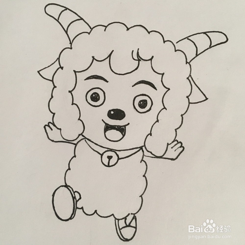 怎么画一个奔跑的喜羊羊简笔画？