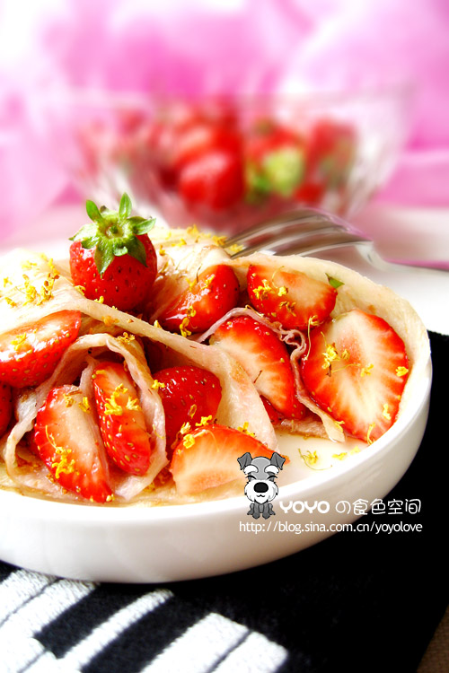 桂花草莓筋饼卷
