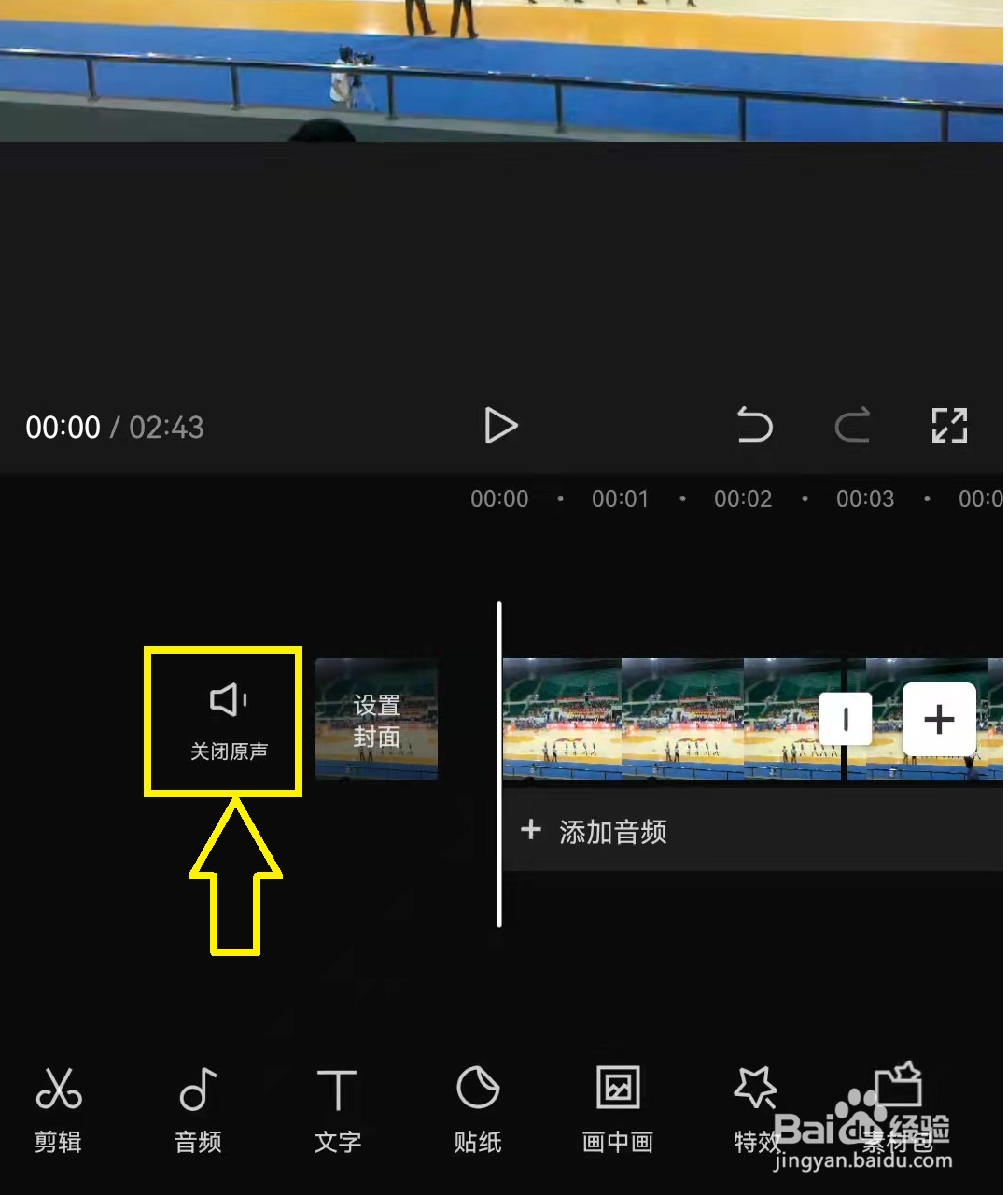 剪映如何使用视频静音功能