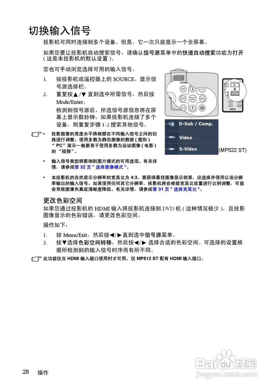 明基MP522ST投影仪使用说明书:[3]