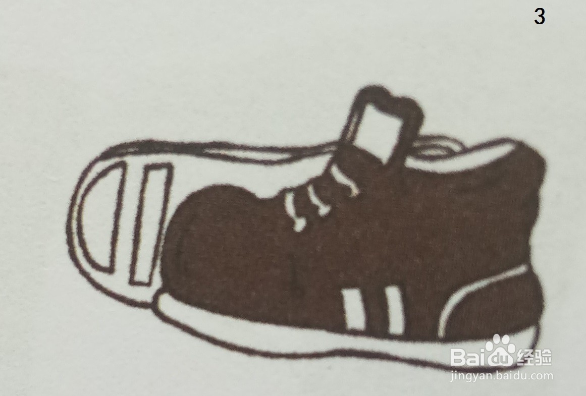 用熟褐色绘制运动鞋的简笔画（物品篇）