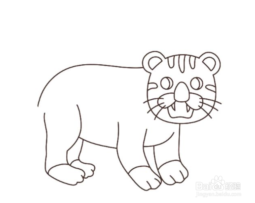 如何画卡通老虎的简笔画