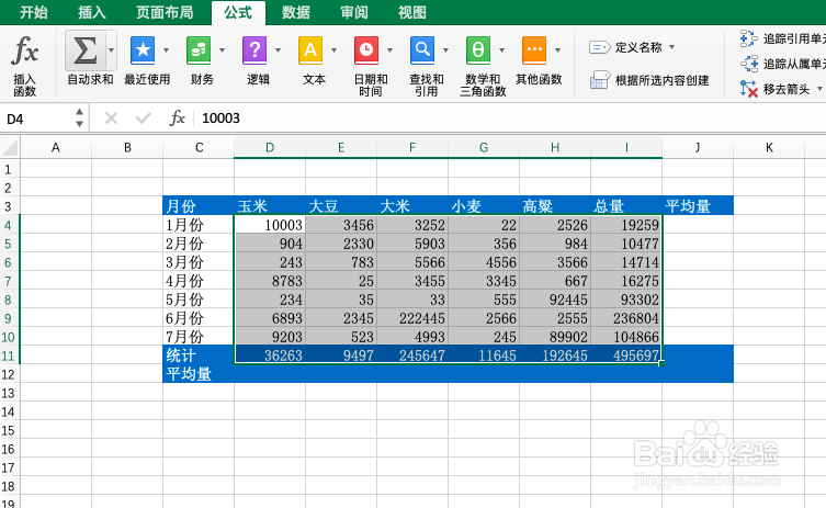 Excel如何快速统计总数或平均数