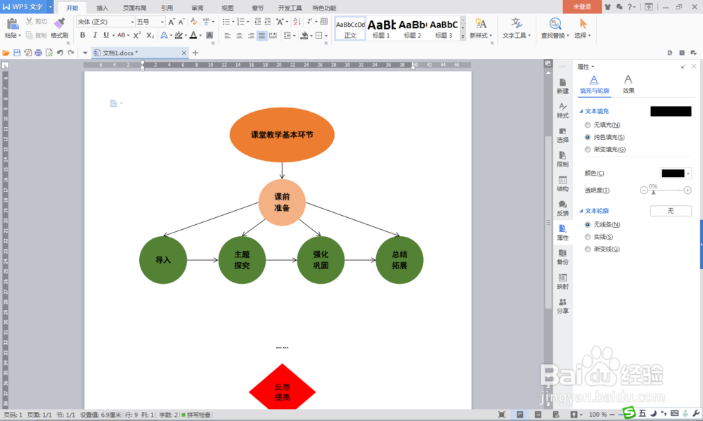 利用WPS文字自己设计流程图