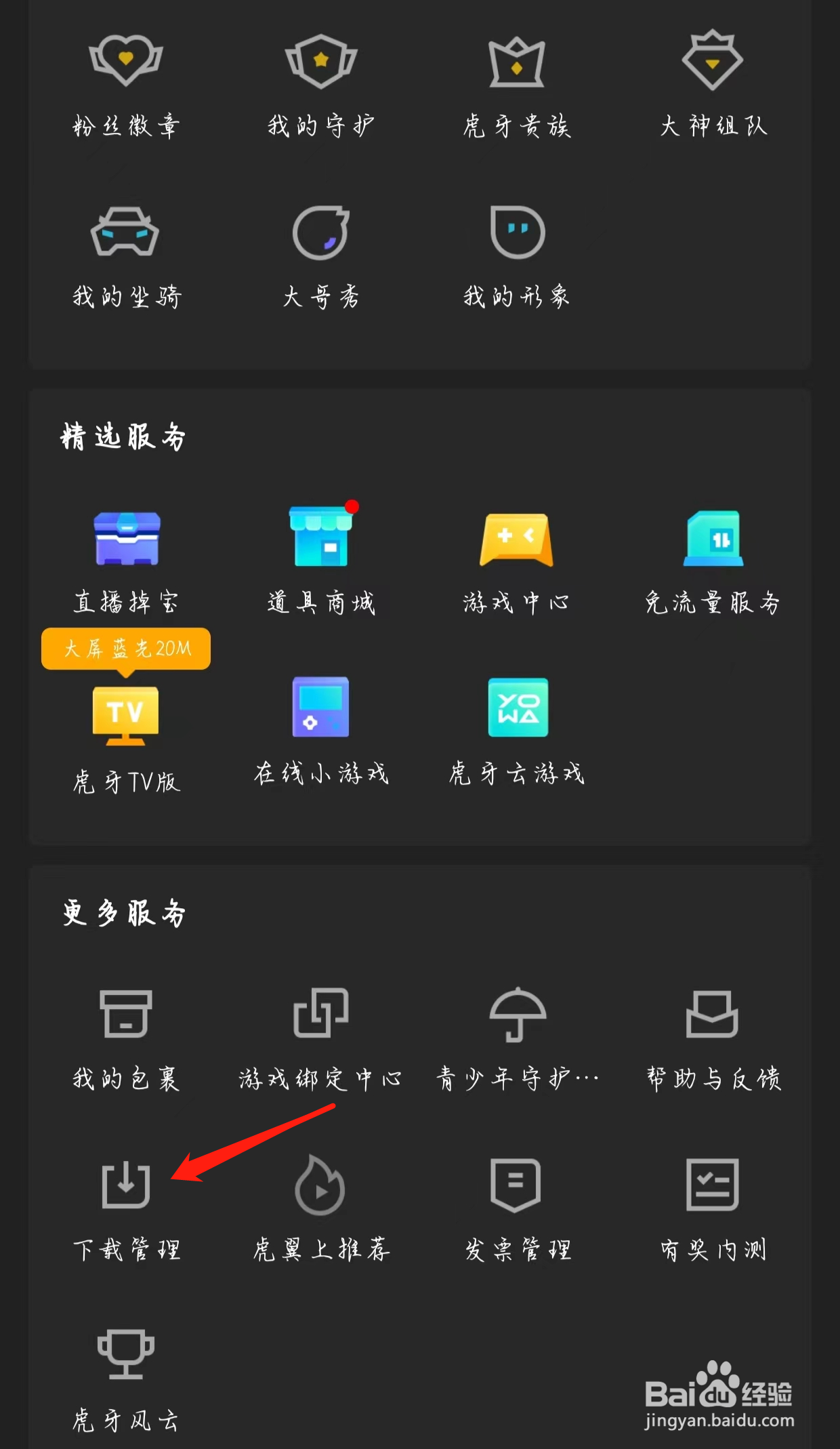 虎牙直播查看下载管理
