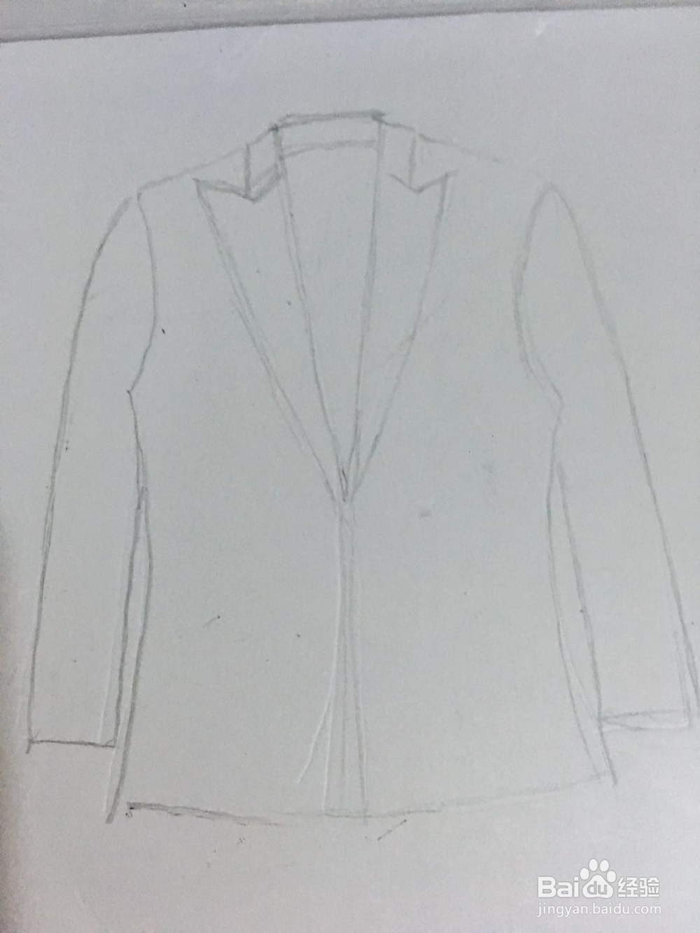 怎样画一件男士戗驳领抹角西服的简笔画