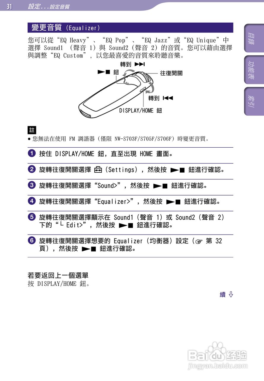 SONY索尼NW-S706F数码影音使用说明书:[4]