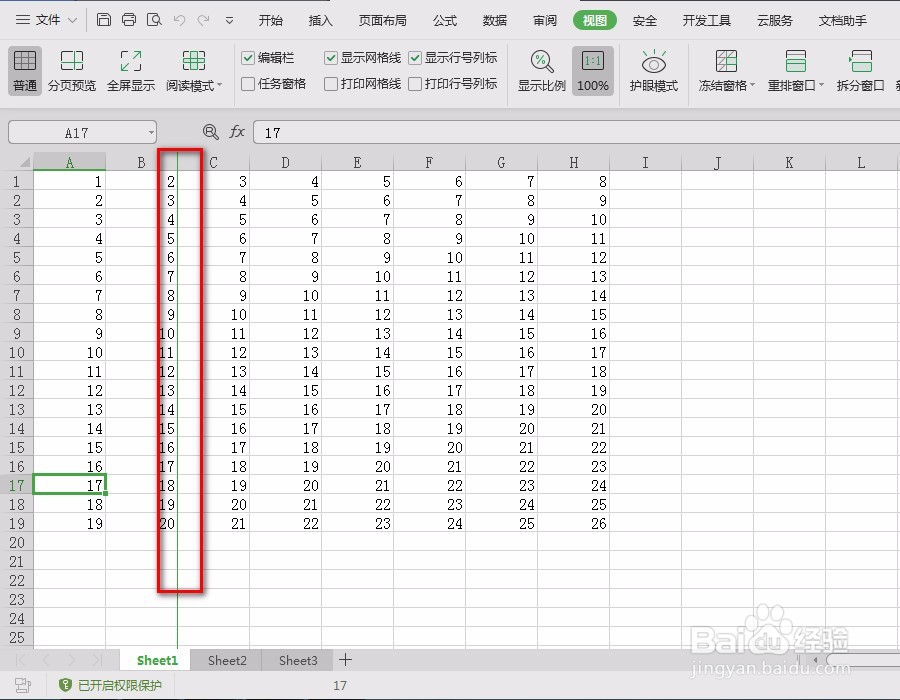 EXCEL如何冻结前两列窗口？