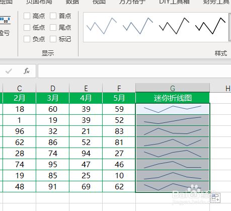 excel如何快速在单元格中制作迷你折线图?