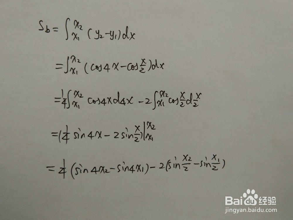 如何求y=cos4x与y=cosx/2围成的面积