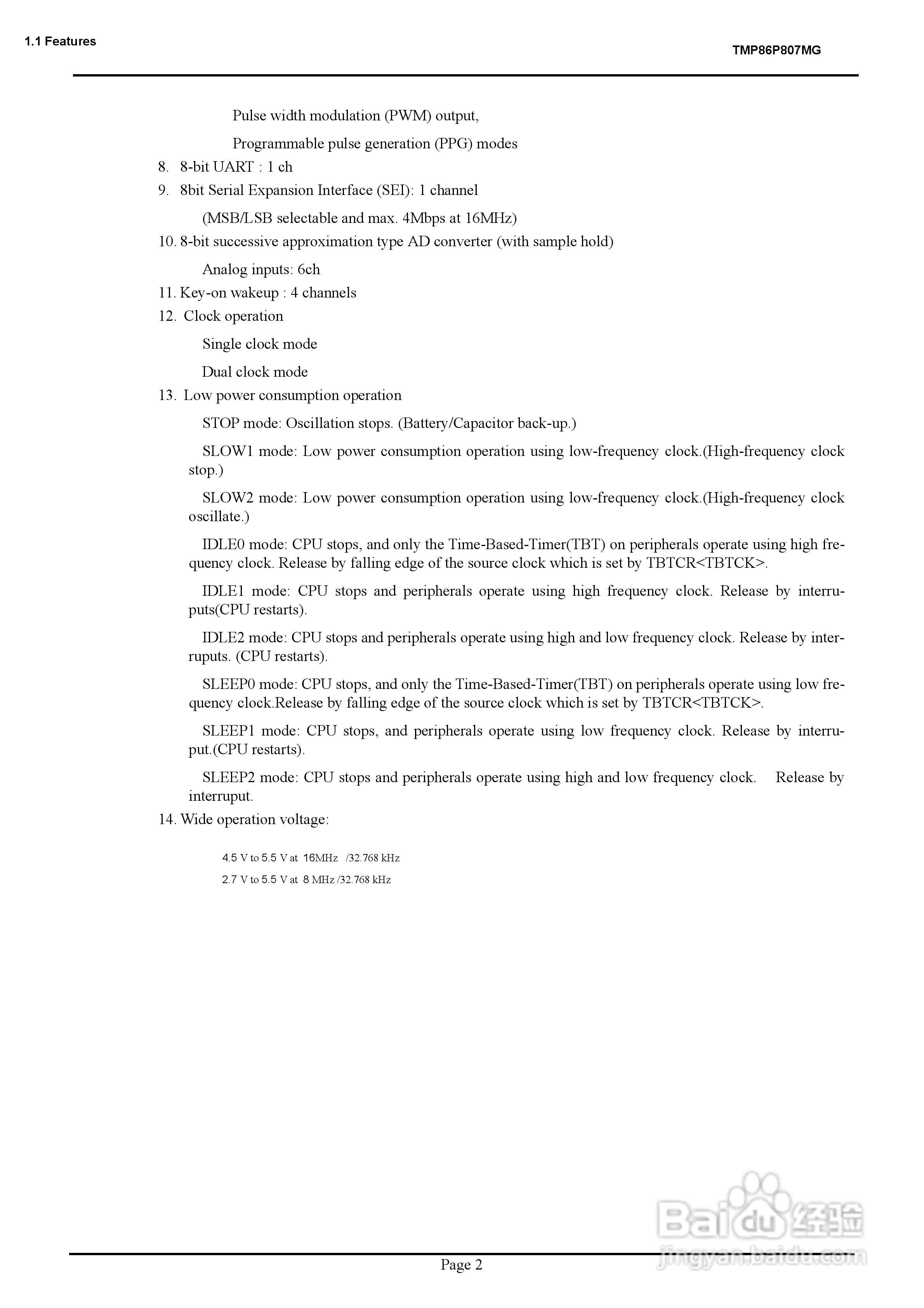 TOSHIBA TMP86P807MG微处理器说明书:[2]