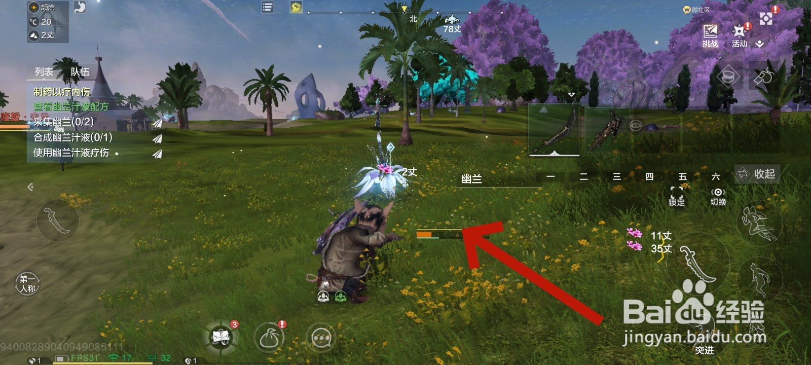 妄想山海游戏中采集幽兰的教程