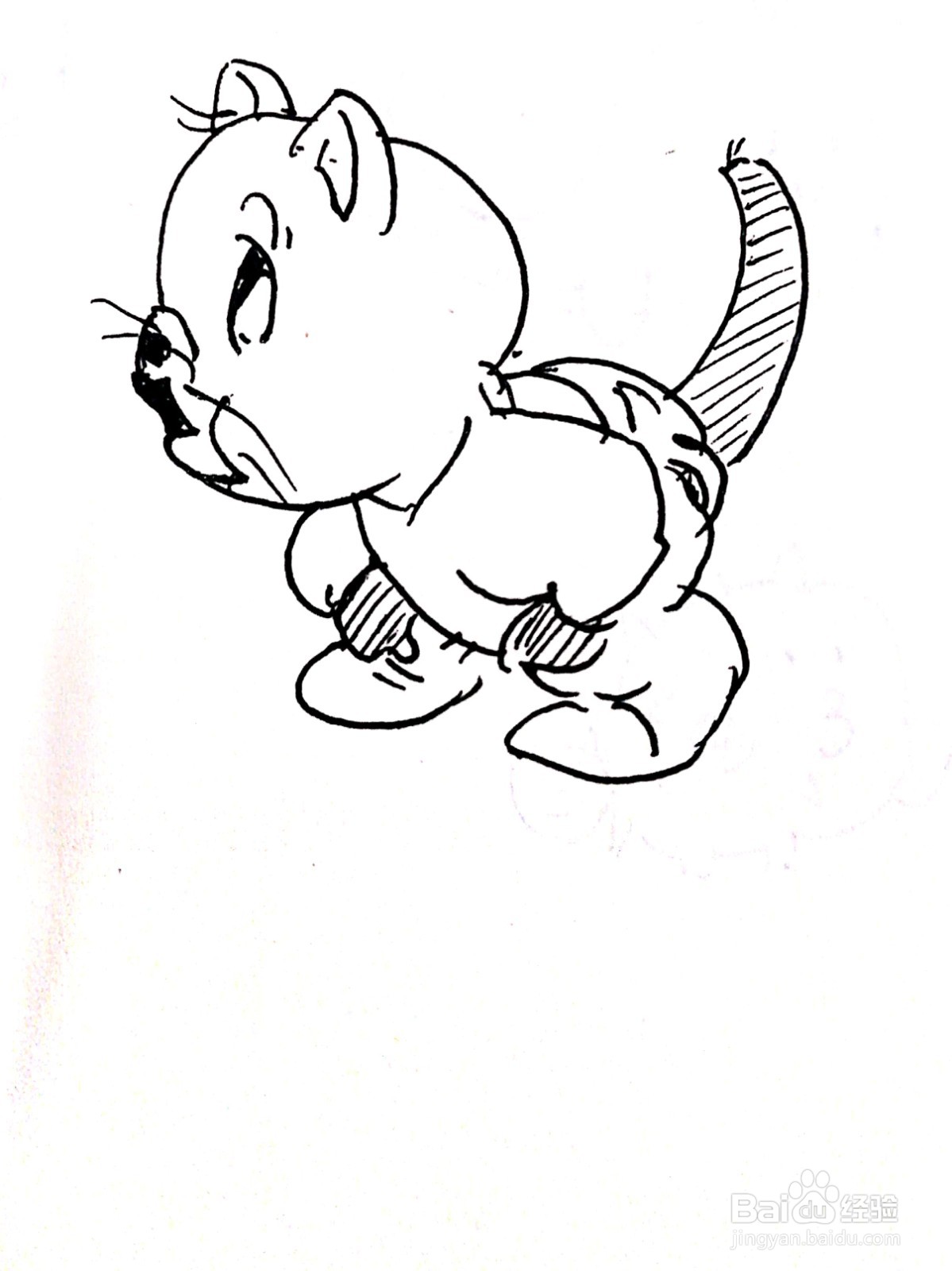 弯着腰的猫线描画怎么画