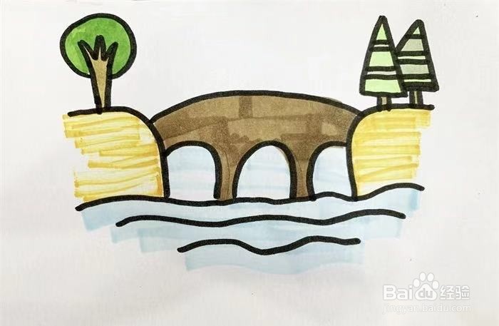 都江堰的山水画简笔图片
