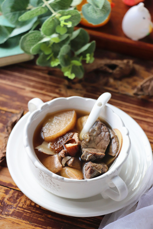 猪肺雪梨海底椰炖汤