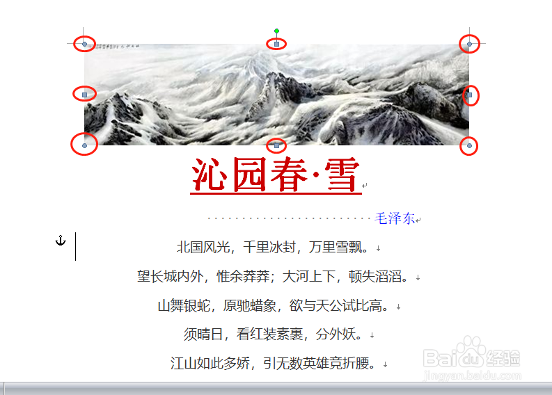 word如何/怎么快速设置插入图片大小/添加阴影?