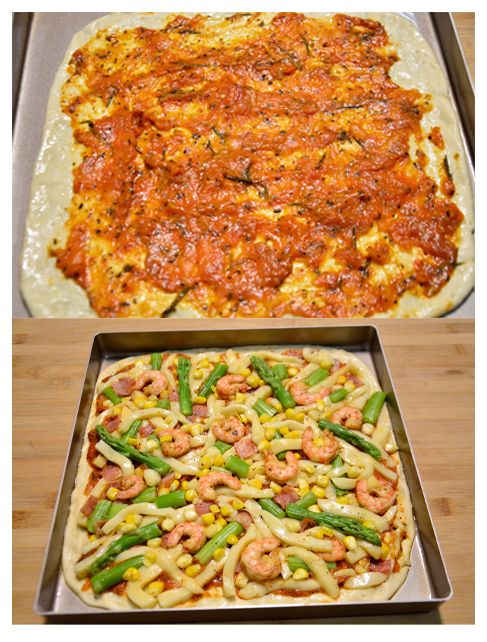 鲜虾芦笋薄底批萨