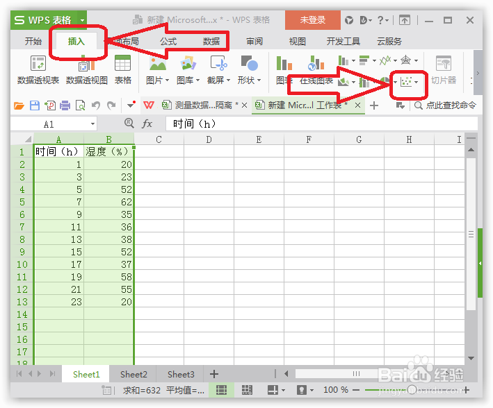 Wps的excel表格怎么建立XY二维坐标的折线图