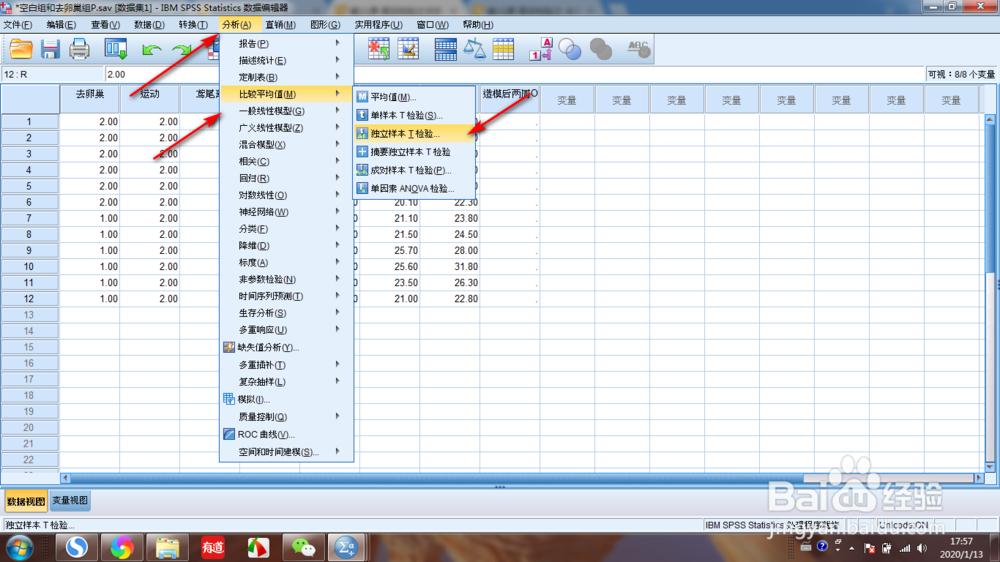 SPSS如何进行独立样本的T检验和方差分析（上）
