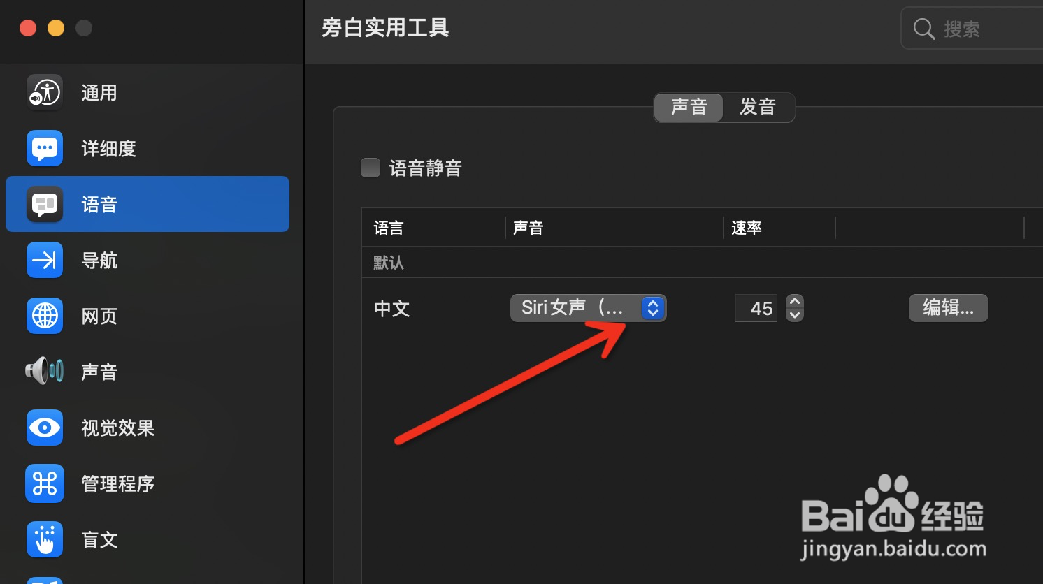 mac旁白如何更换声音