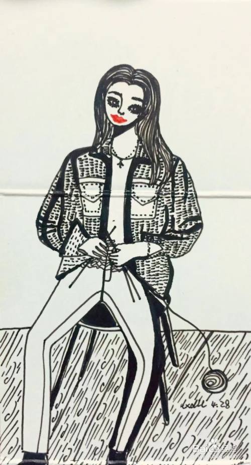 插画教程之织毛衣的琳达