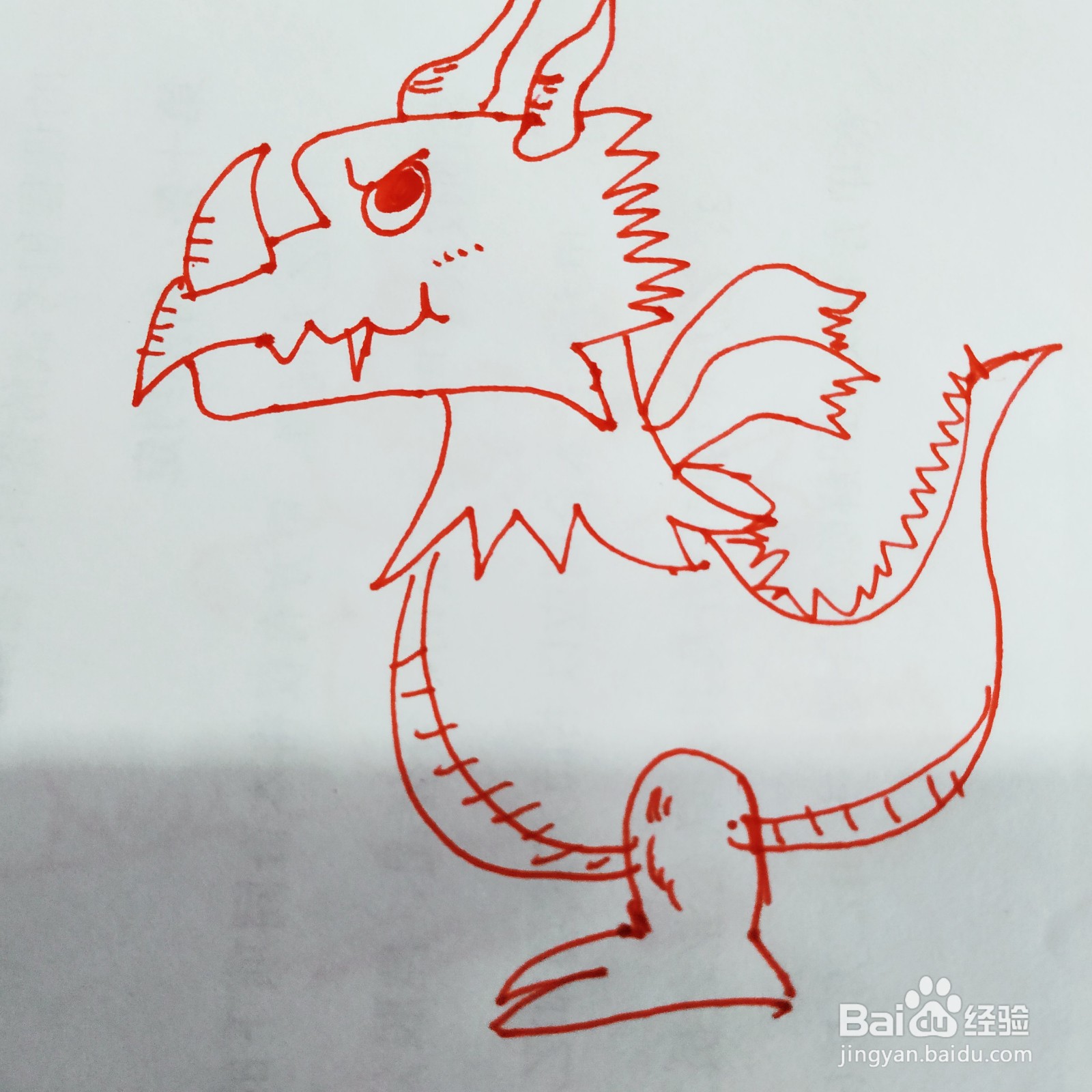 如何来画一只凶猛的大恐龙简笔画呢