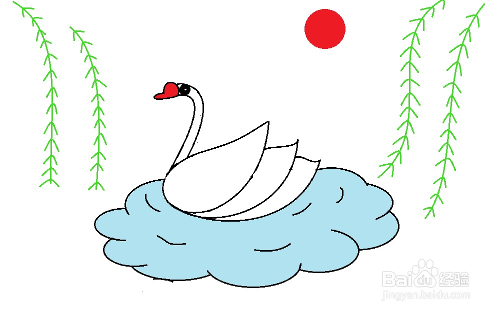 大白鹅怎么画游泳图片